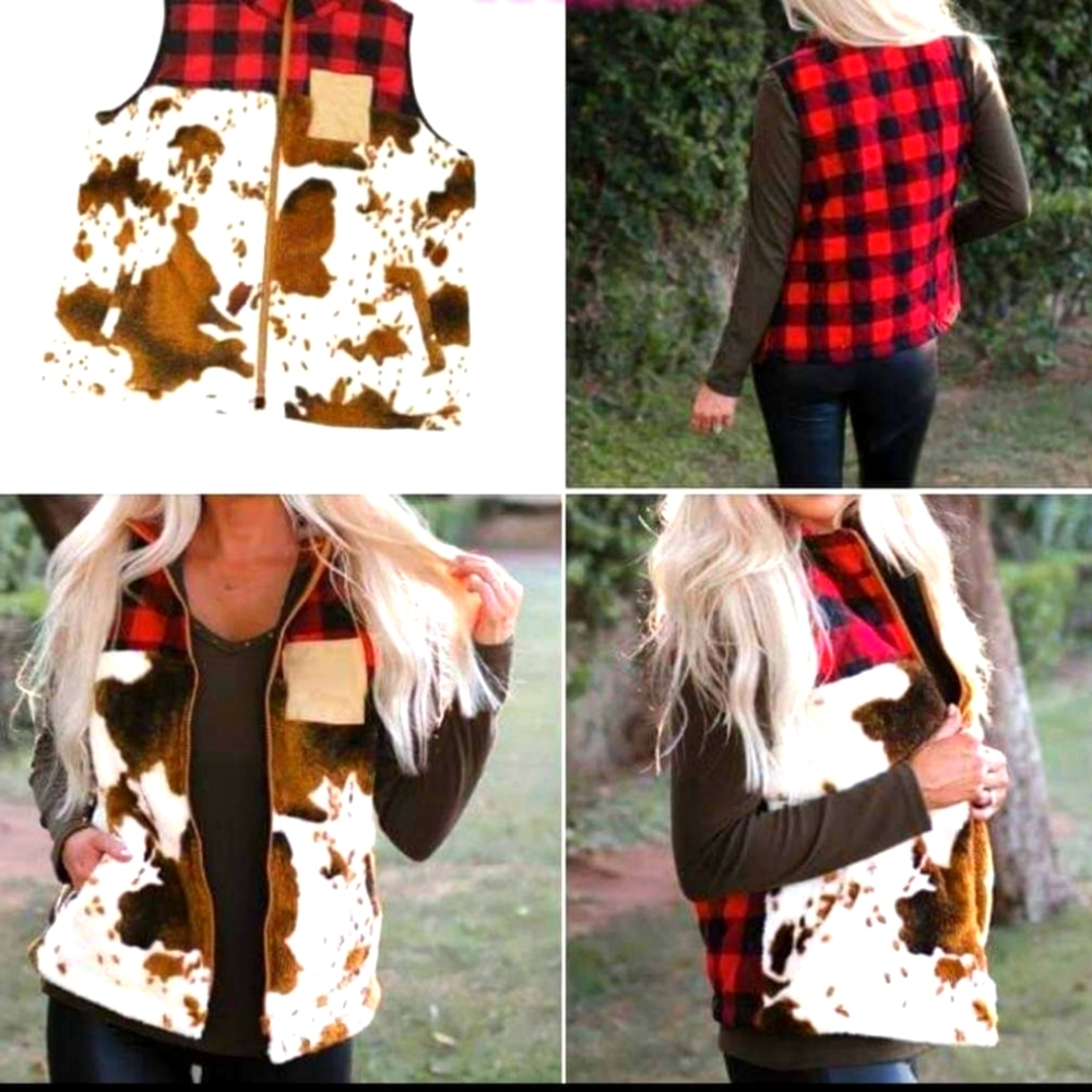 Western cow print vest